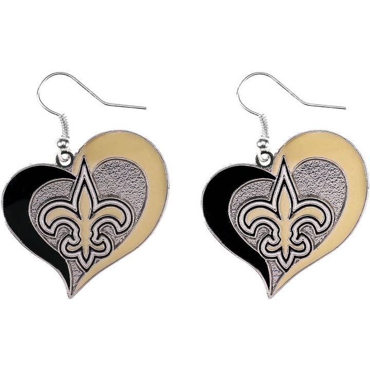 NFL New Orleans Saints Swirl Heart Earrings for wholesale by Aminco USA