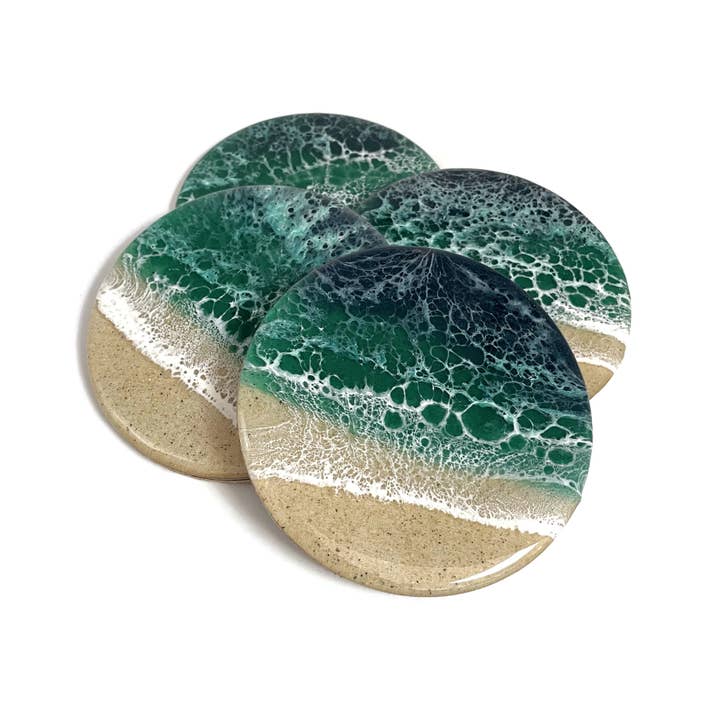 Sea Lion Studio - Wholesale Coasters - Ocean Wave Coaster Set (Set of 4)