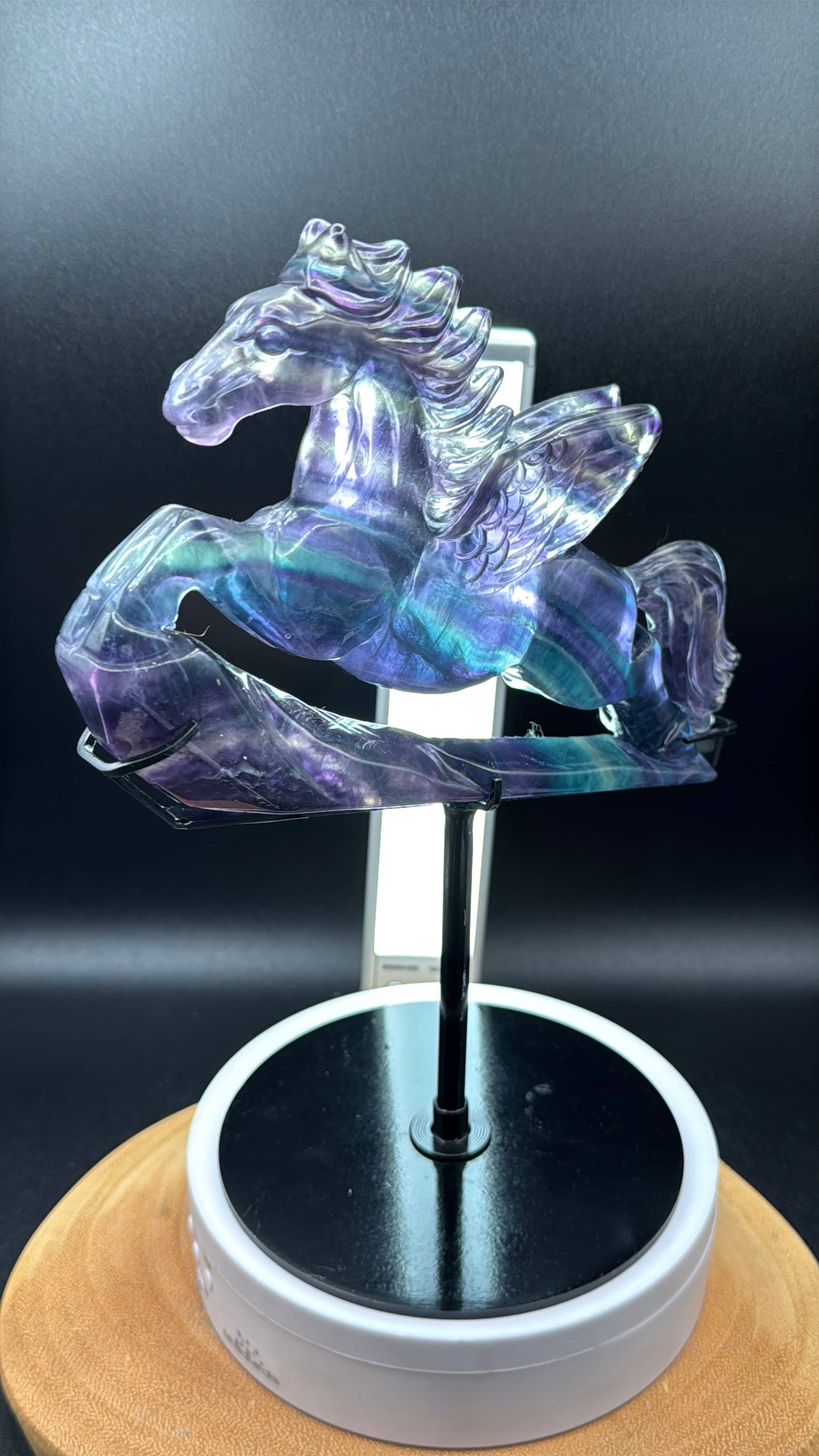 The 7 Directions - Wholesale Spiritual Stone/Crystal - Exquisite Rainbow fluorite Flying horse Pegasus H2088