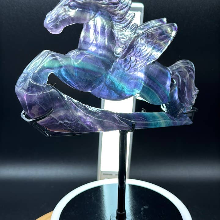 The 7 Directions - Wholesale Spiritual Stone/Crystal - Exquisite Rainbow fluorite Flying horse Pegasus H2088