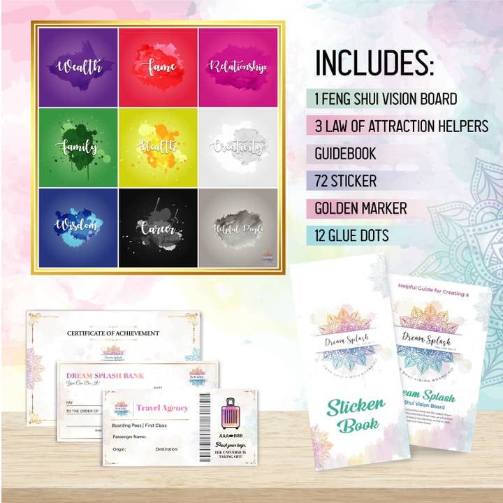 Dream Splash – Kit de artesanato DIY por atacado – Kit de placa de visão Dream Splash® Feng Shui, Lei da Atração1
