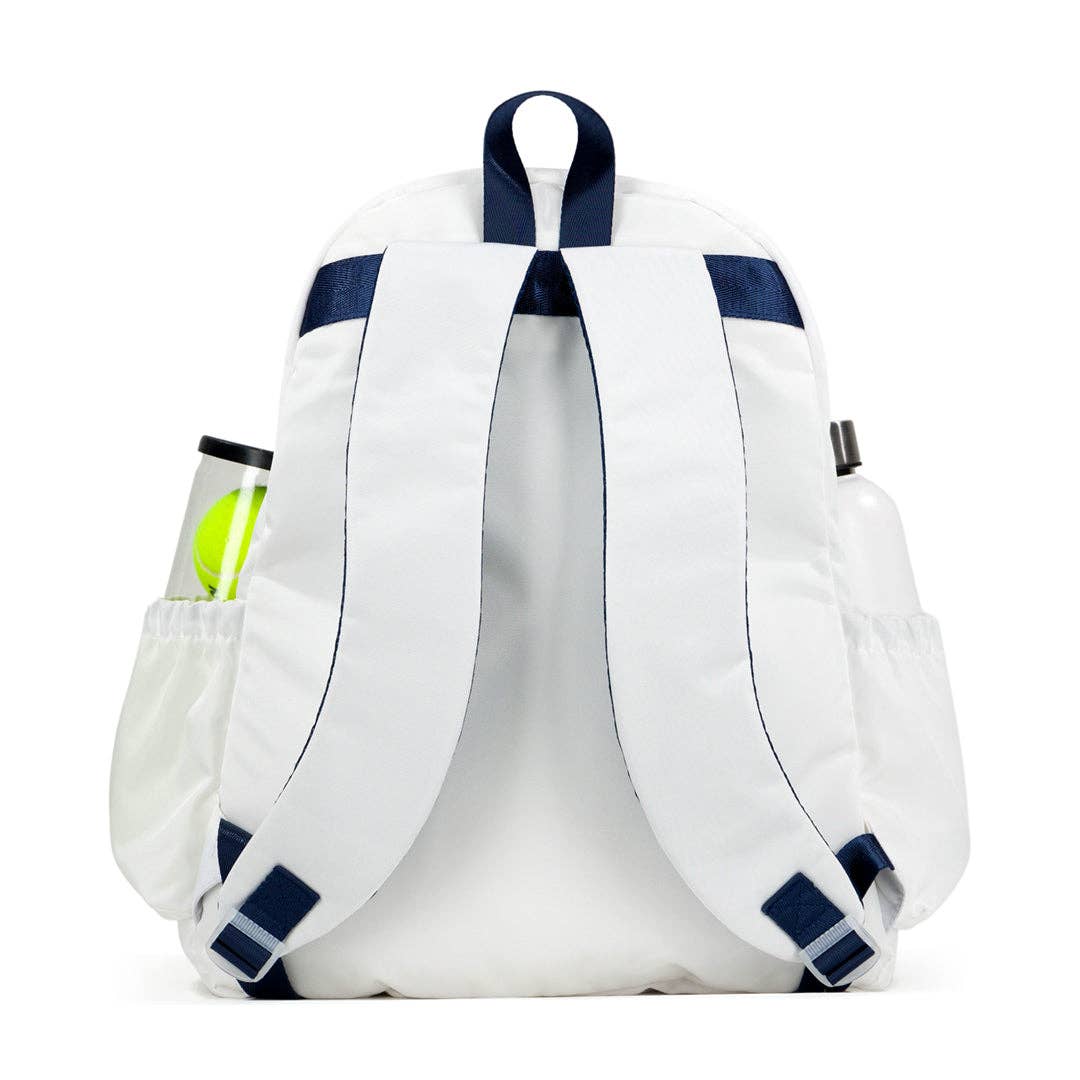 White Navy Green Game On Tennis Backpack for wholesale on Faire4