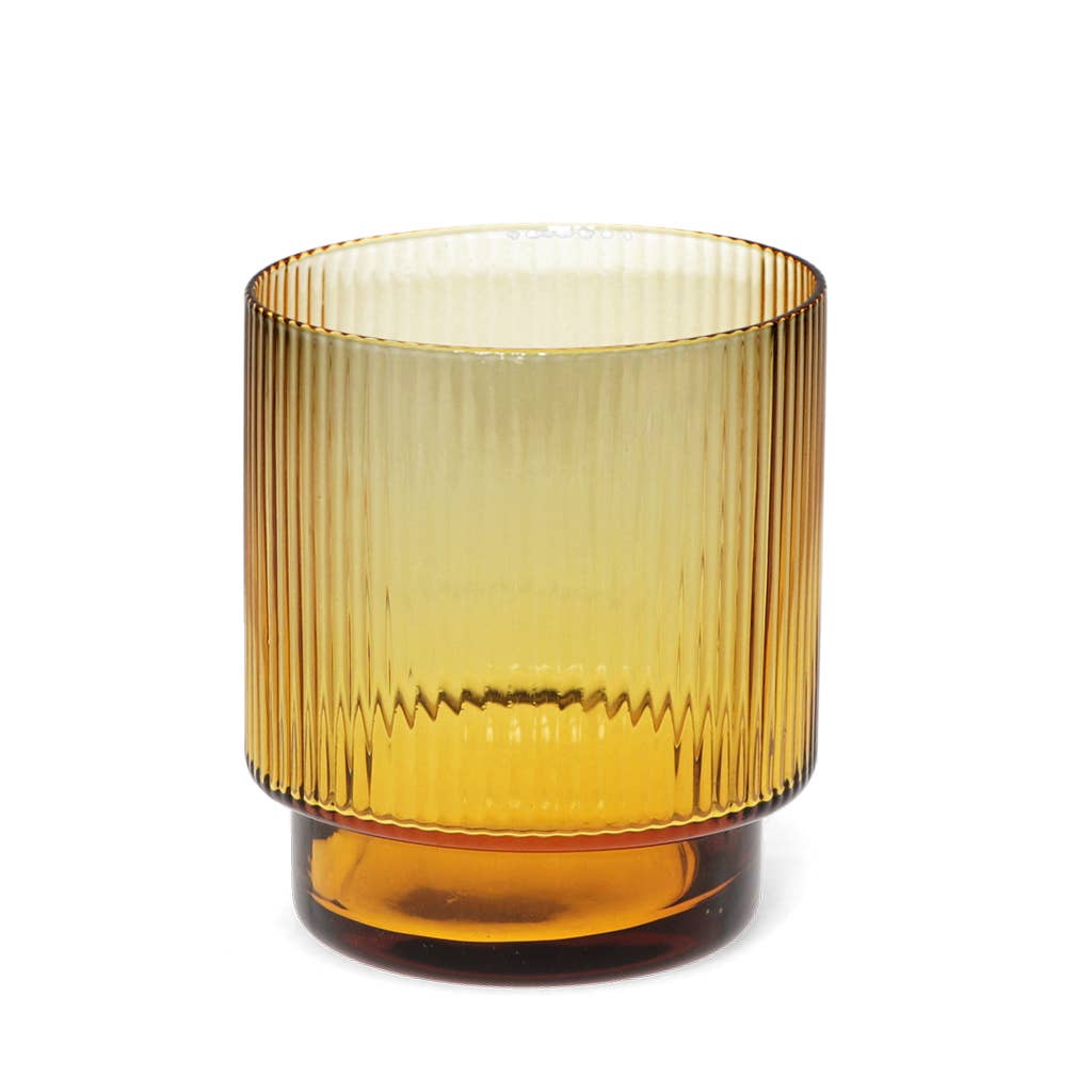 Rex B2B - Europe - Wholesale Cocktail/Liquor Glass - Retro ribbed glass tumbler 325ml - Amber