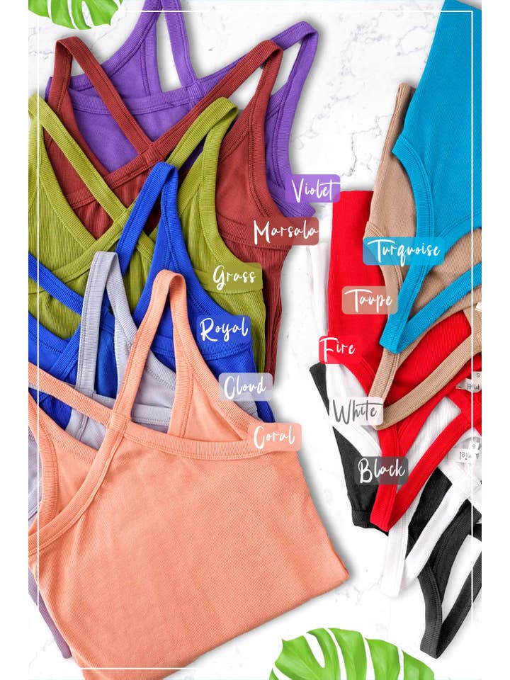 La Miel – Tops – Mulher por atacado – HBT7641-Blusa básica sem mangas com costas cruzadas elástica e elástica18