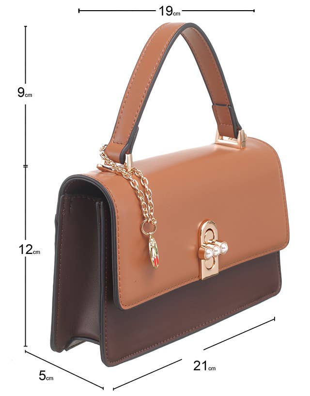 Bessie London - Wholesale Crossbody Bag - Women's - DUAL-TONE PEARL FLAP CROSSBODY BAG8