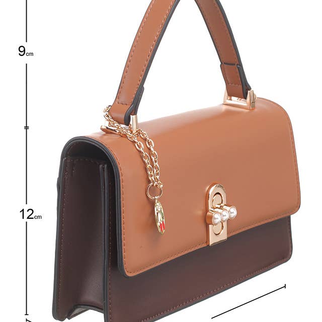 Bessie London - Wholesale Crossbody Bag - Women's - DUAL-TONE PEARL FLAP CROSSBODY BAG8