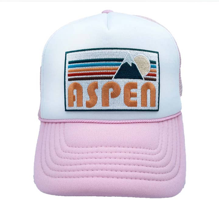 Hey Mountains - Wholesale Trucker Hat - Unisex - Aspen, Colorado Hat - Retro MTN Aspen Trucker Hat