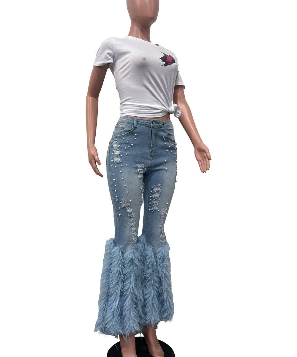 Aria Romance - Wholesale Jeans - Women's - Beaded Fringe Flare Jeans4