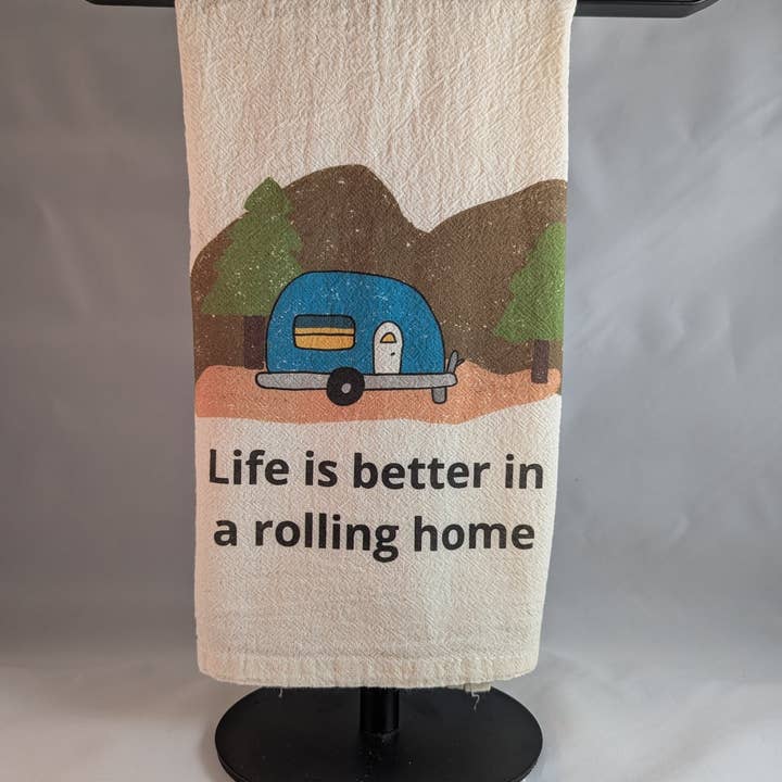 Torchons - La vie est meilleure dans une maison roulante pour la vente par Jodi Reagan Designs