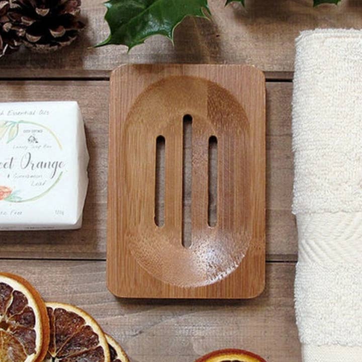 Bamboo soap dish for wholesale by Rupert, Lucas and Jayne