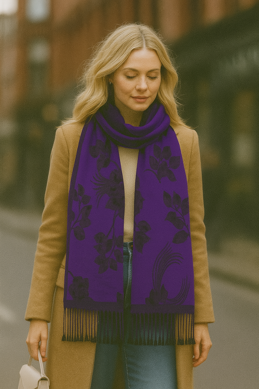 Original USA - Vente Écharpe – femme - Pashmina à bordure solide avec roses16