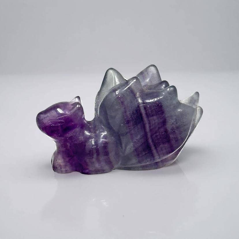 Crystal Deal· Wholesale Crystals & Gifts - Wholesale Spiritual Stone/Crystal - 9-Tail Fox Carving Fluorite - 3 per lot ON SALE!