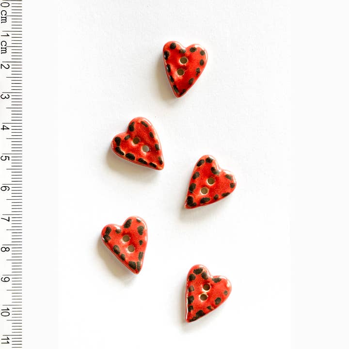Incomparable Buttons - Wholesale Sewing Button/Snap - Red Heart Buttons with Black Stitching - Sewing Button