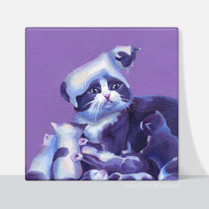 Motherhood Cat Canvas Print for wholesale by Robin Good Art & Design