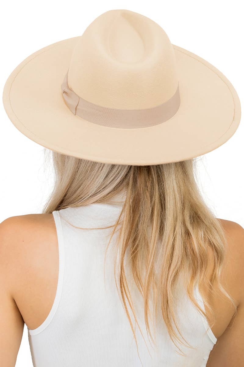 Cap Zone - Vente Chapeau en feutre – unisexe - Chapeau d'éleveur en feutre monochrome à large bord et nœud plat10