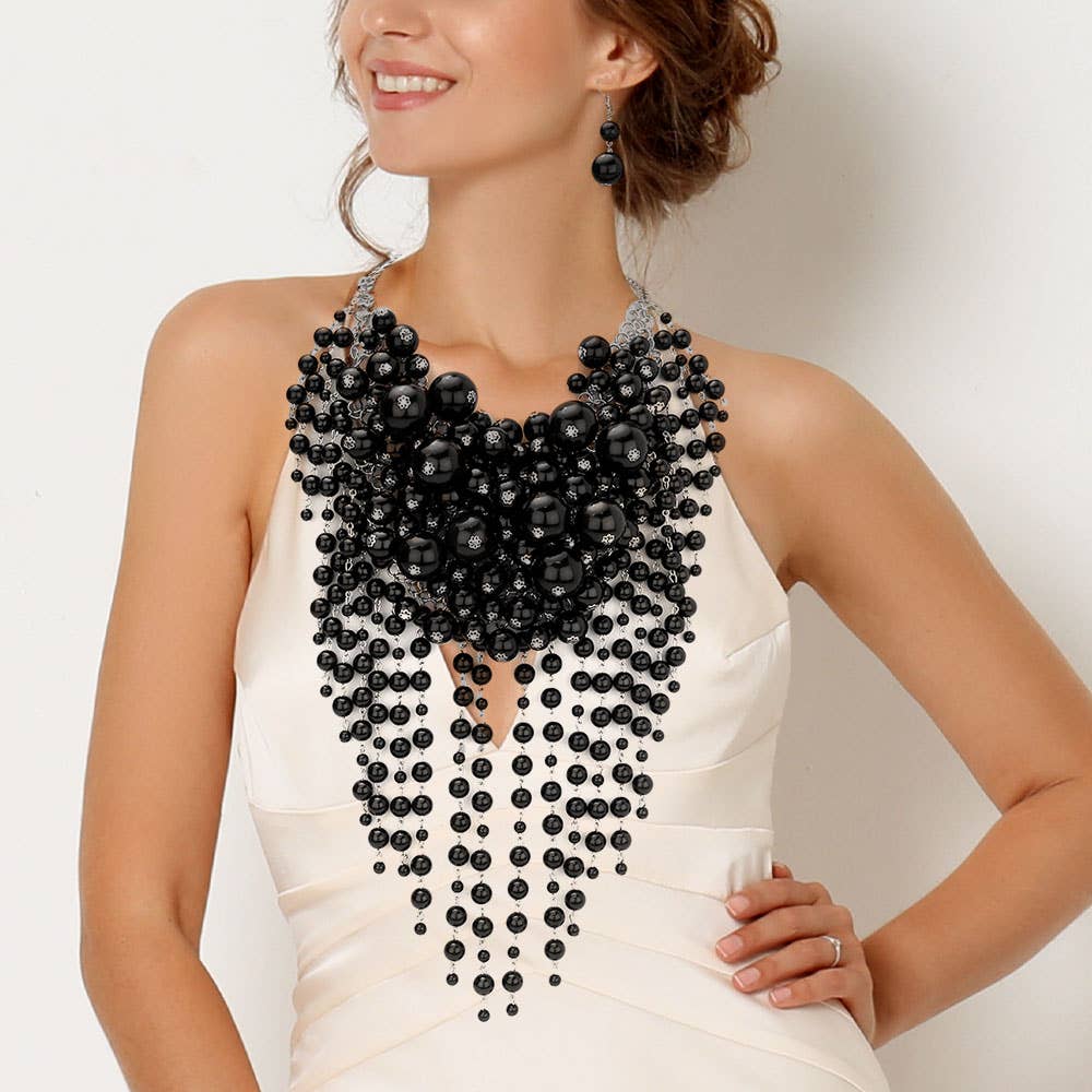 Sensibling Corp. - Wholesale Bib Necklace - Pearl Cluster Statement Necklace
0