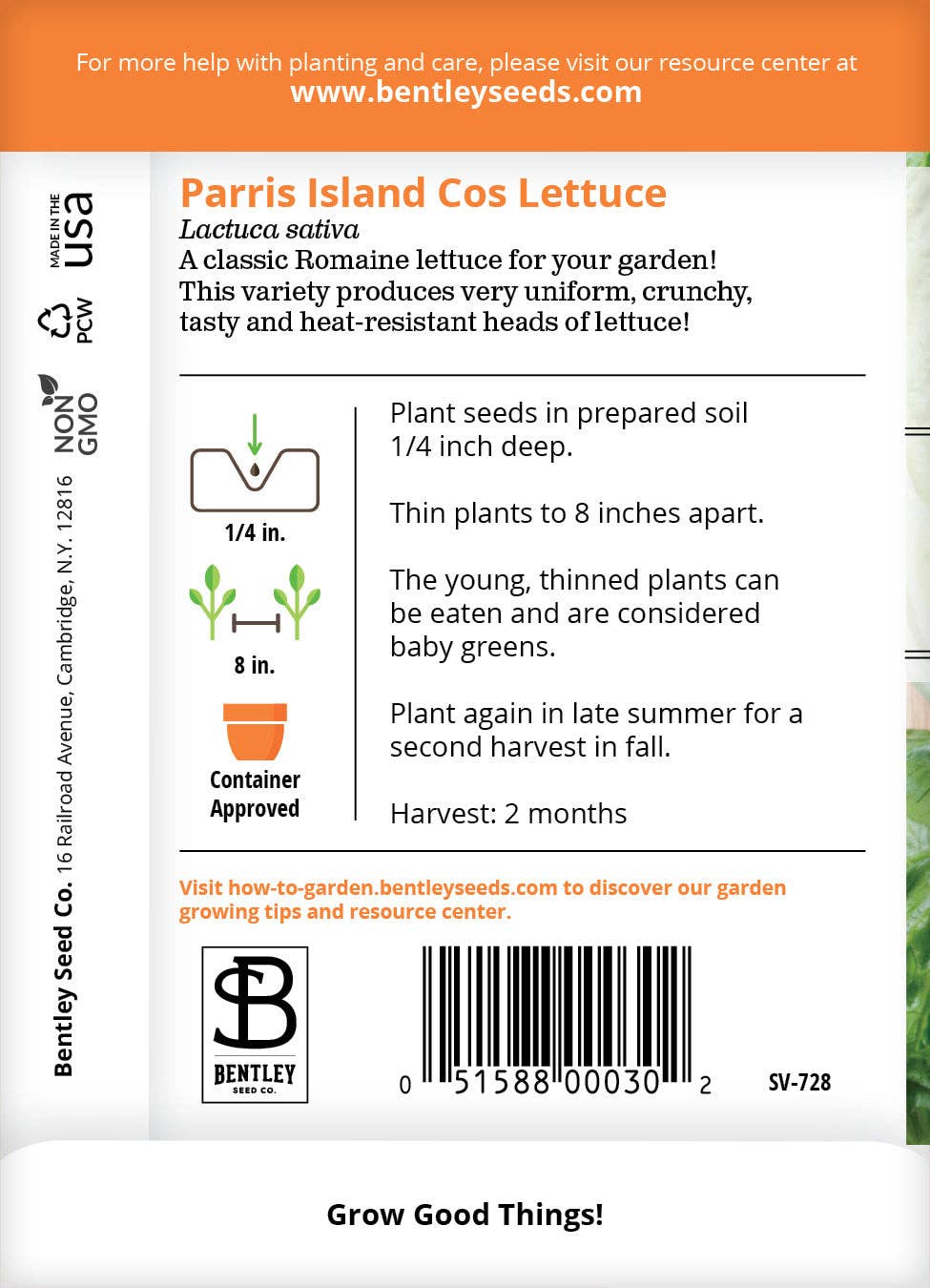 Bentley Seed Co. - Wholesale Plant Seeds - Lettuce, Parris Island Romaine Seed Packets1