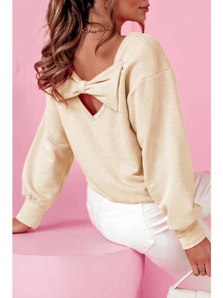 Amaryllis Apparel - Wholesale Sweatshirt - Women's - Back Bowknot Sweatshirt3