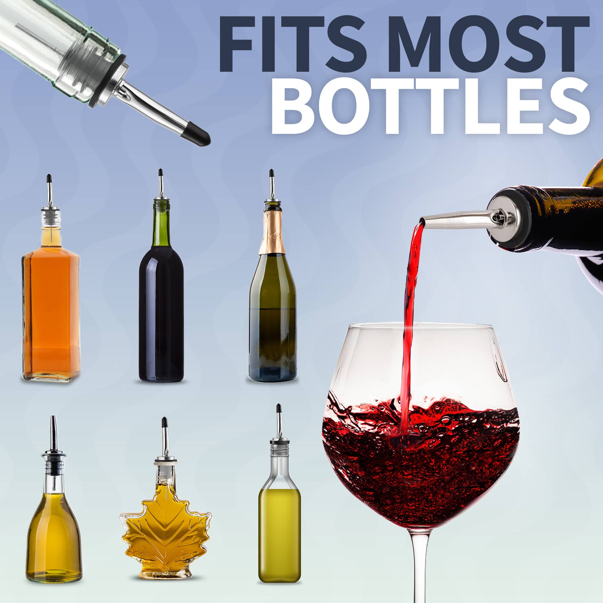 Zulay Kitchen - Wholesale Liquor Dispenser - Stainless Steel Liquor Pourers with Rubber Dust Caps13