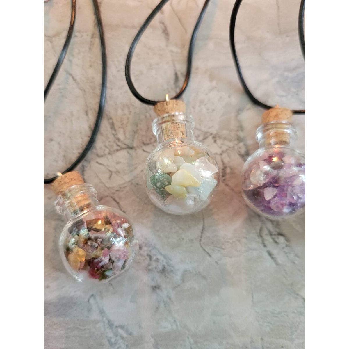 My Magic Place Shop - Wholesale Pendant/Charm Necklace - Glass Wishing Bottle Leather Cord Pendant Necklaces2