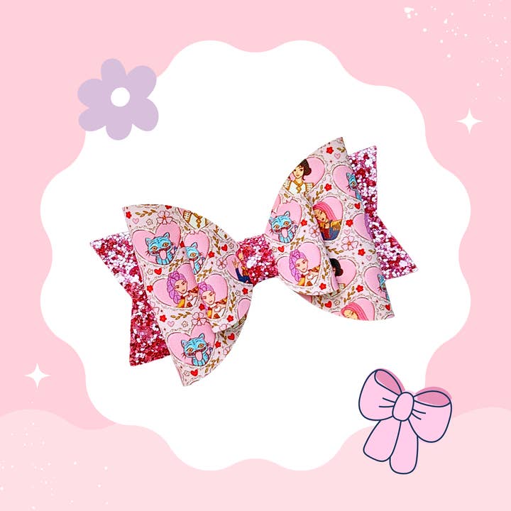 KPOP Heart Floral XL Bow for wholesale by BabyBubsBoutique