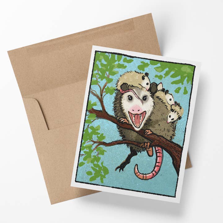 Hangin’ On Possum & Joeys Mother’s Day / Encouragement Card for wholesale by Brainmeats Atelier