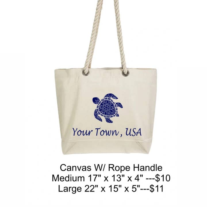 Custom Canvas Tote Bag with Rope Handle for wholesale by Paradise Tees LLC