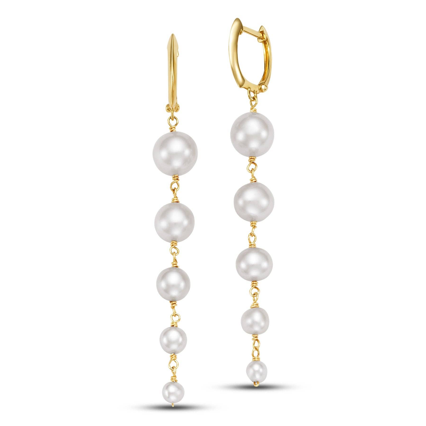 Jewelmak - Wholesale Dangle Earrings - 14k Pink/White Freshwater Pearl Graduated Dangle Earrings1