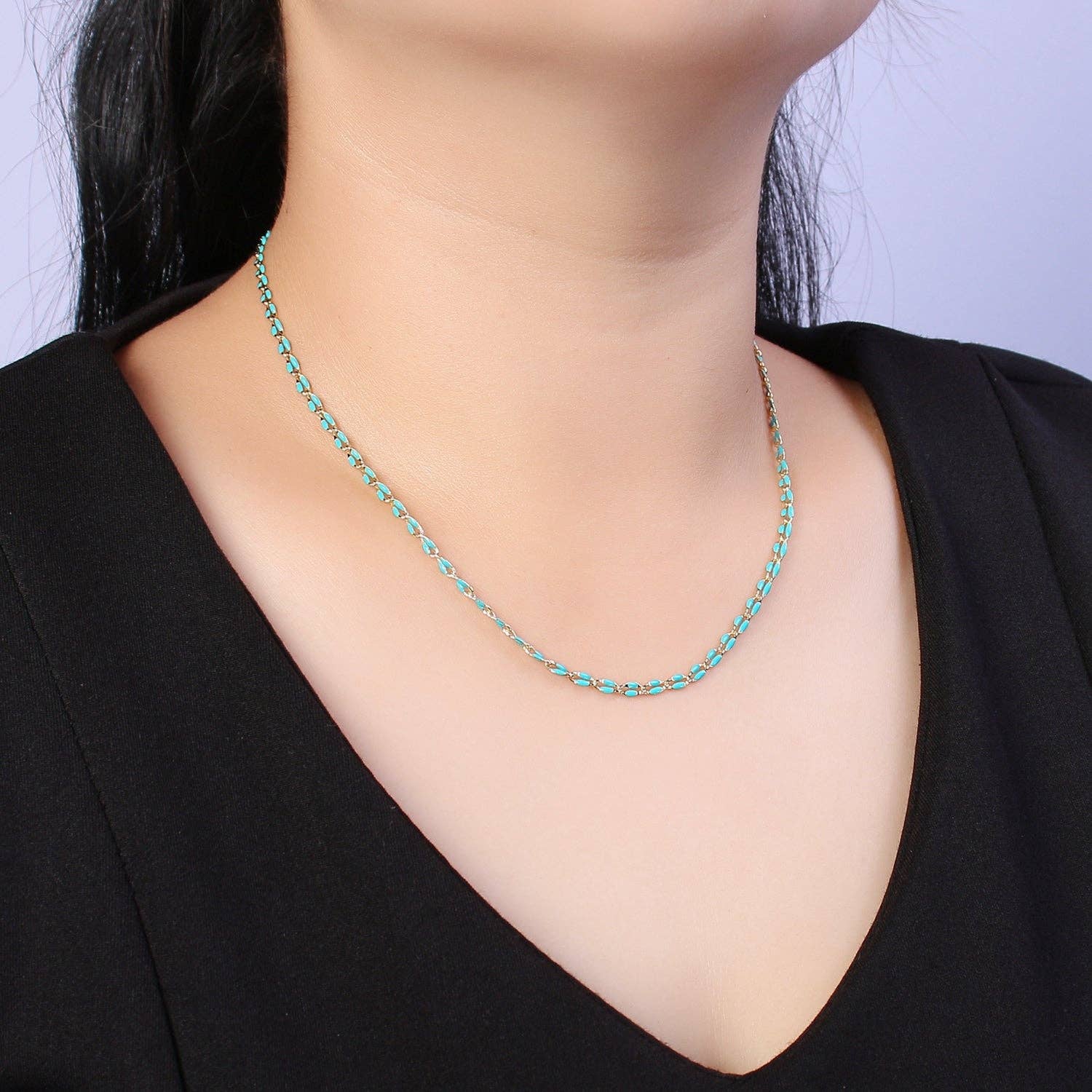 Aim Eternal - Wholesale Link & Chain Necklace - Enamel Gold Filled Colored Chain 2.9mm width Colorful Chain,12