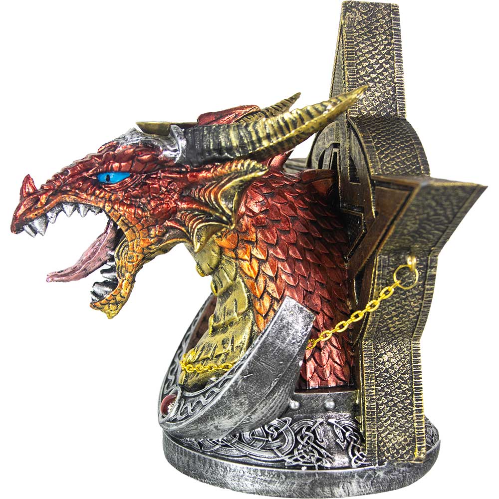 Kheops International - Wholesale Incense Holder - Polyresin Backflow Incense Burner-Dragon Head Pentacle & Gem1