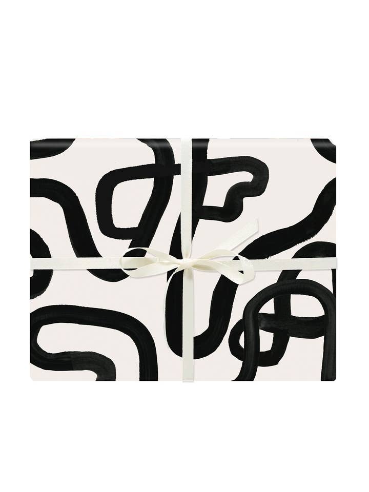 Black & White Squiggle Gift Wrap - Roll of 3 for wholesale by Idlewild Co.