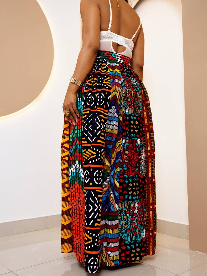 DUA MENKA - Wholesale Skirt - Women's - Onje Ankara Patchwork Skirt1