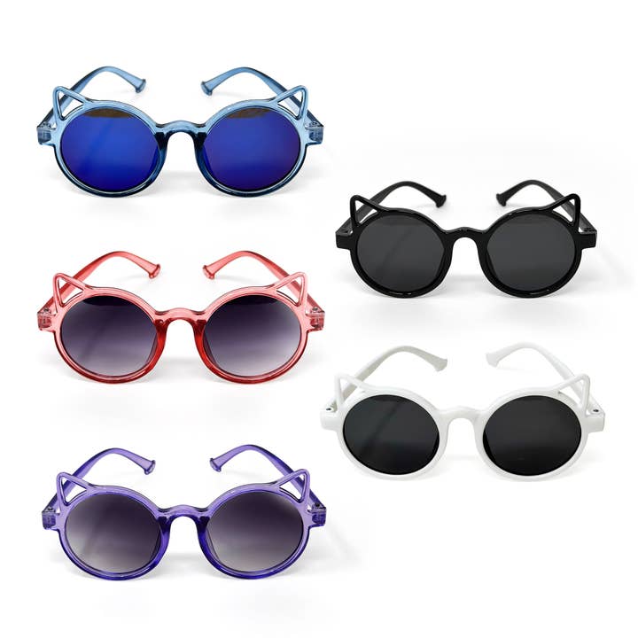 Kids' Cat Ear Josie Sunglasses – Cute with Paw Detail for wholesale by Rainbow Unicorn Birthday Surprise