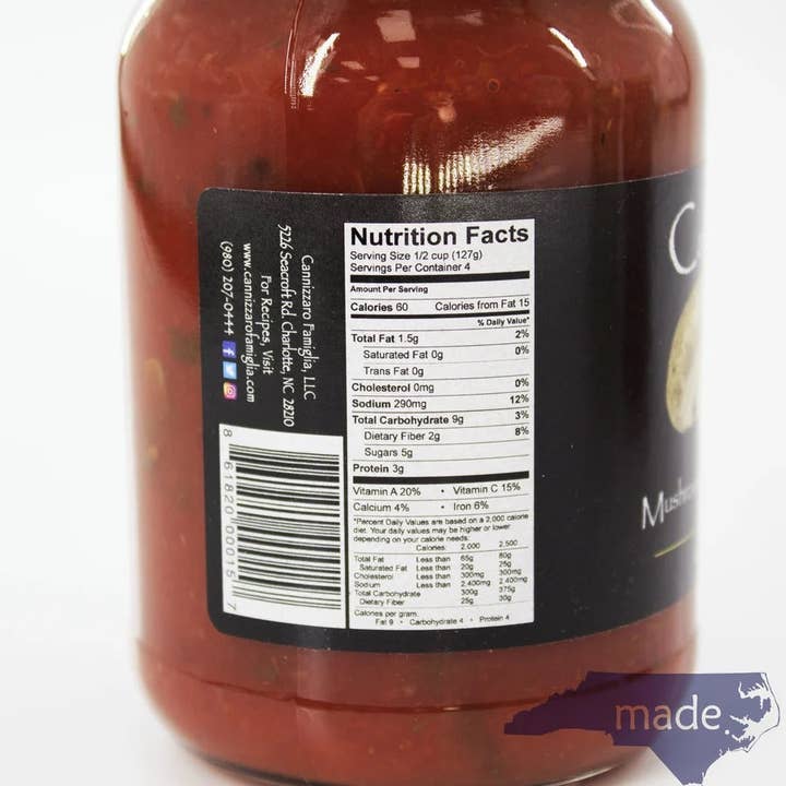 Cannizzaro Sauces - Wholesale Pasta sauce - Cannizzaro Mushroom Marinara Sauce - 16 oz Jar5