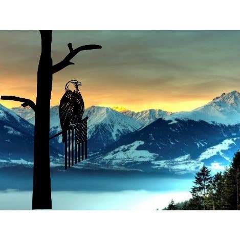 Bald Eagle With Flag 8X18 for wholesale by PDR Metal Art and Fab