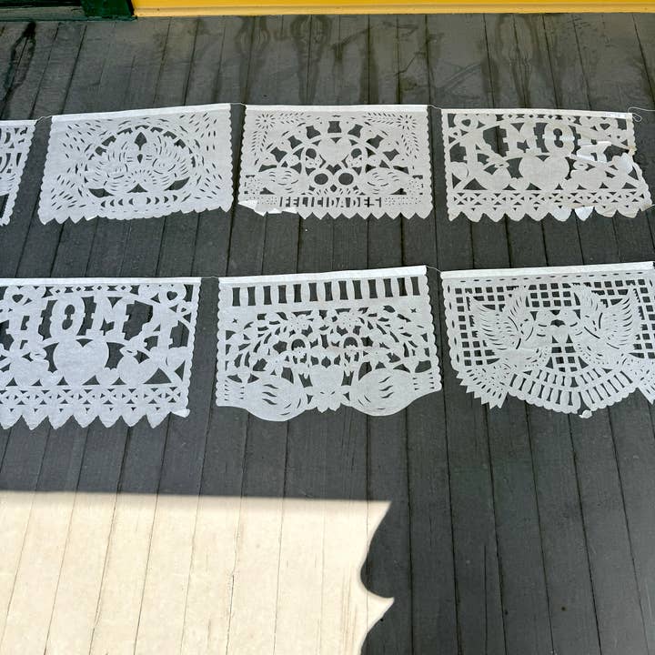 Tesoros Trading Company - Wholesale Bunting/Garland - White Wedding Papel Picado Strand