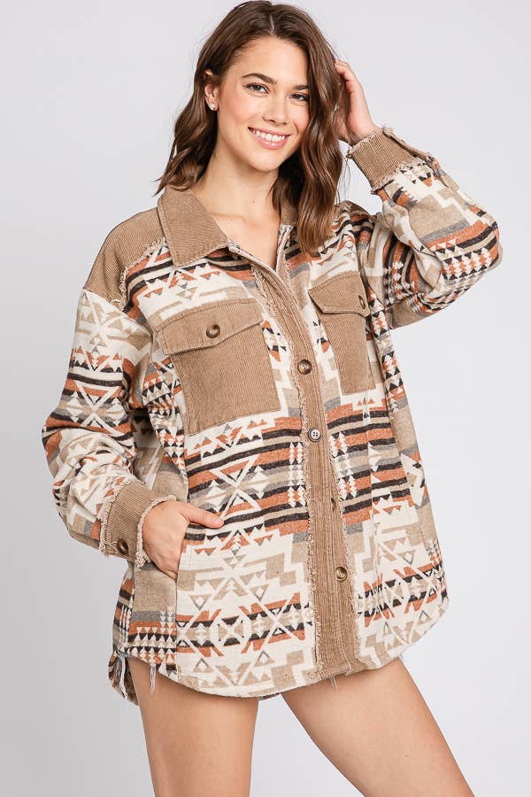 ELLEBORN – Engroshandel Skjortejakke/shacket – til kvinder – Eksklusiv Aztec Contrast Jacket 3466T9