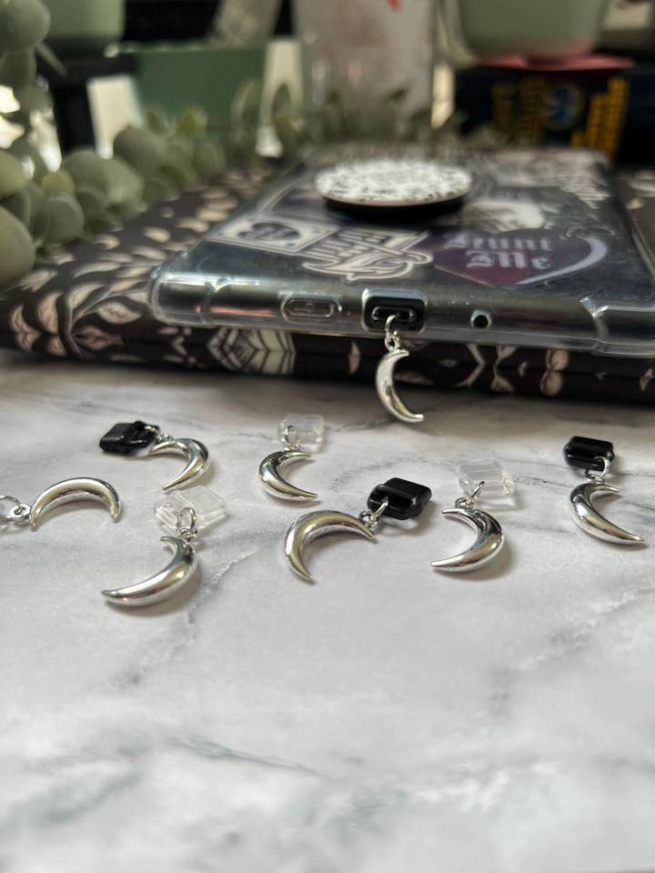 Silver Moon Kindle Charm USB C | Bookish Gift Accessory for wholesale by Dark Delights Bootique