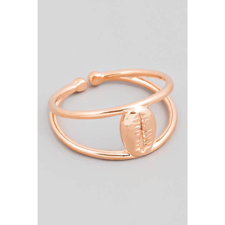 The Looks by Fame Accessories - Wholesale Band/Stacked Ring - Gold Dipped Metal Cowrie Shell Ring