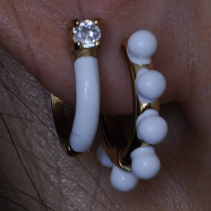 Bijoux 7bis - Wholesale Hoop Earrings - Steel Enamel Rhinestone Claw Creole Earrings2