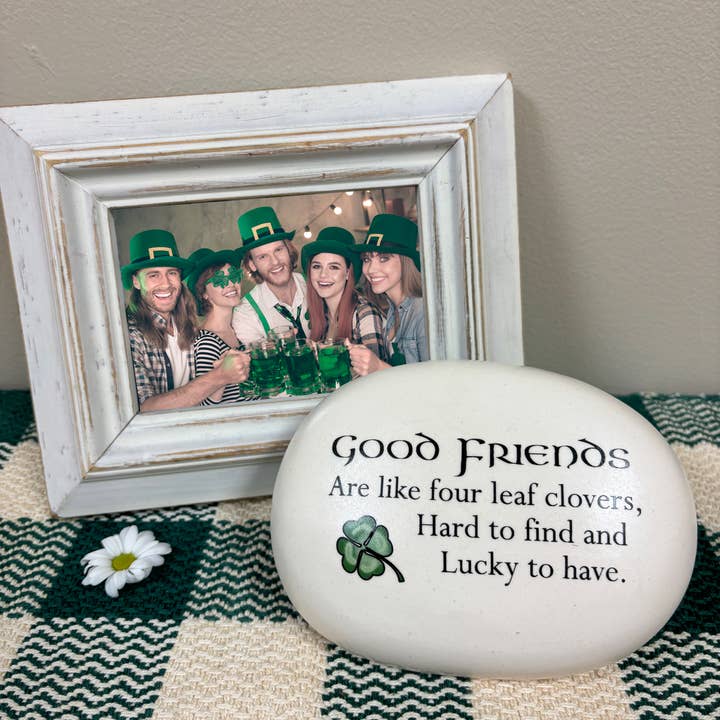 Irish Rock: "Good friends are like four leaf clovers..." for wholesale by August Ceramics