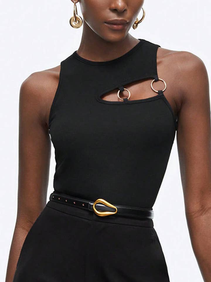 BLACK Cut-Out Detail Tank Top for wholesale on Faire0
