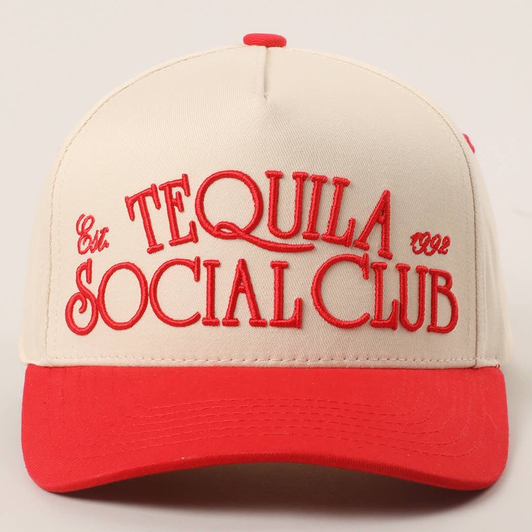 Fashion City - Wholesale Baseball Cap - Unisex - Tequila Social Club 3D Text Embroidery Two-Tone Trucker Hat7