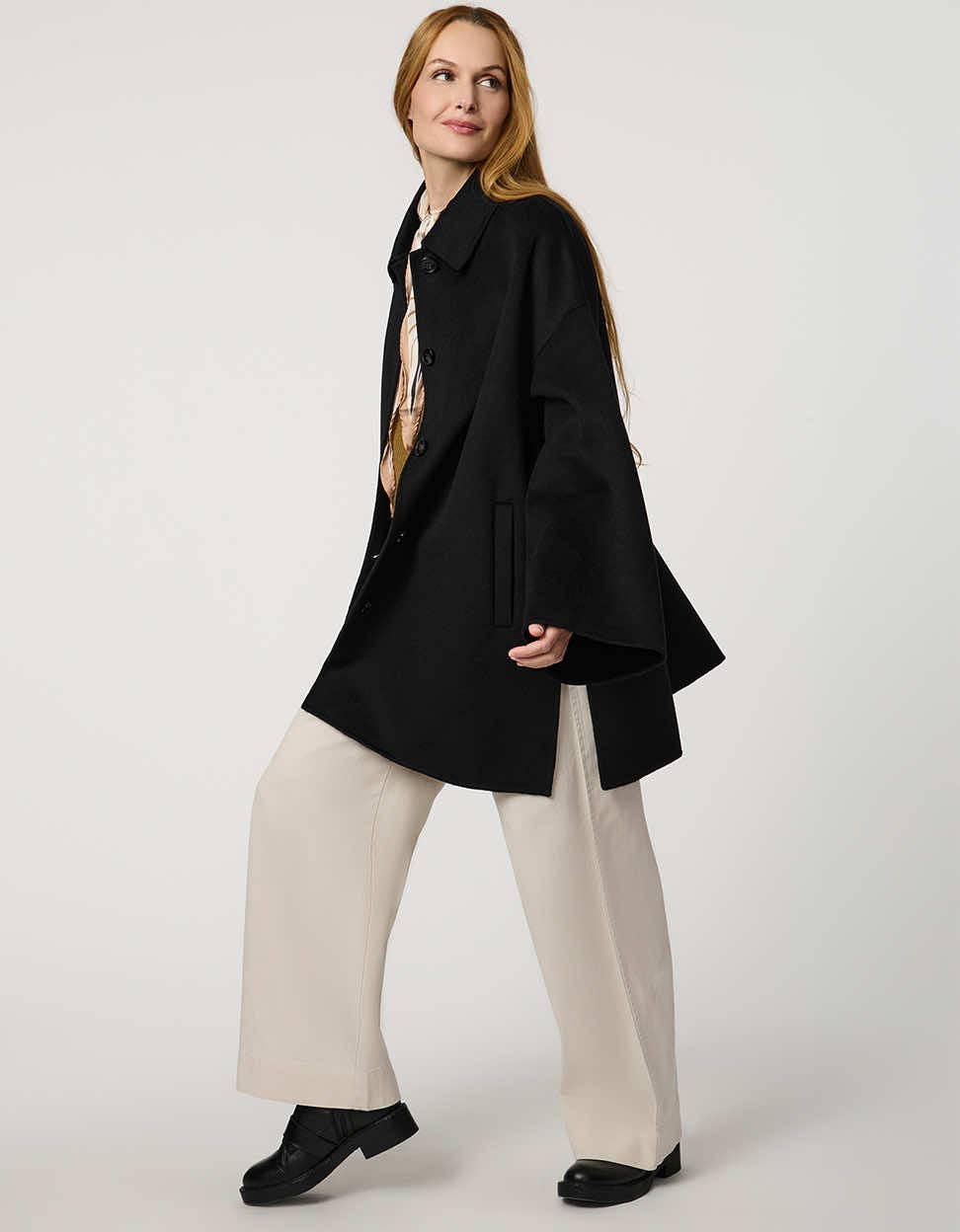 Black Latham Wool Poncho for wholesale on Faire