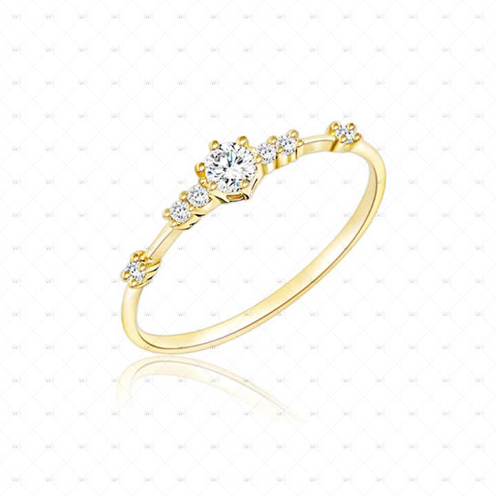 Gioiellin - S925 Silver Jewelry - Wholesale Multi-Stone Ring - S925 Silver 14k Gold Plated 7 Zirconia Ring1