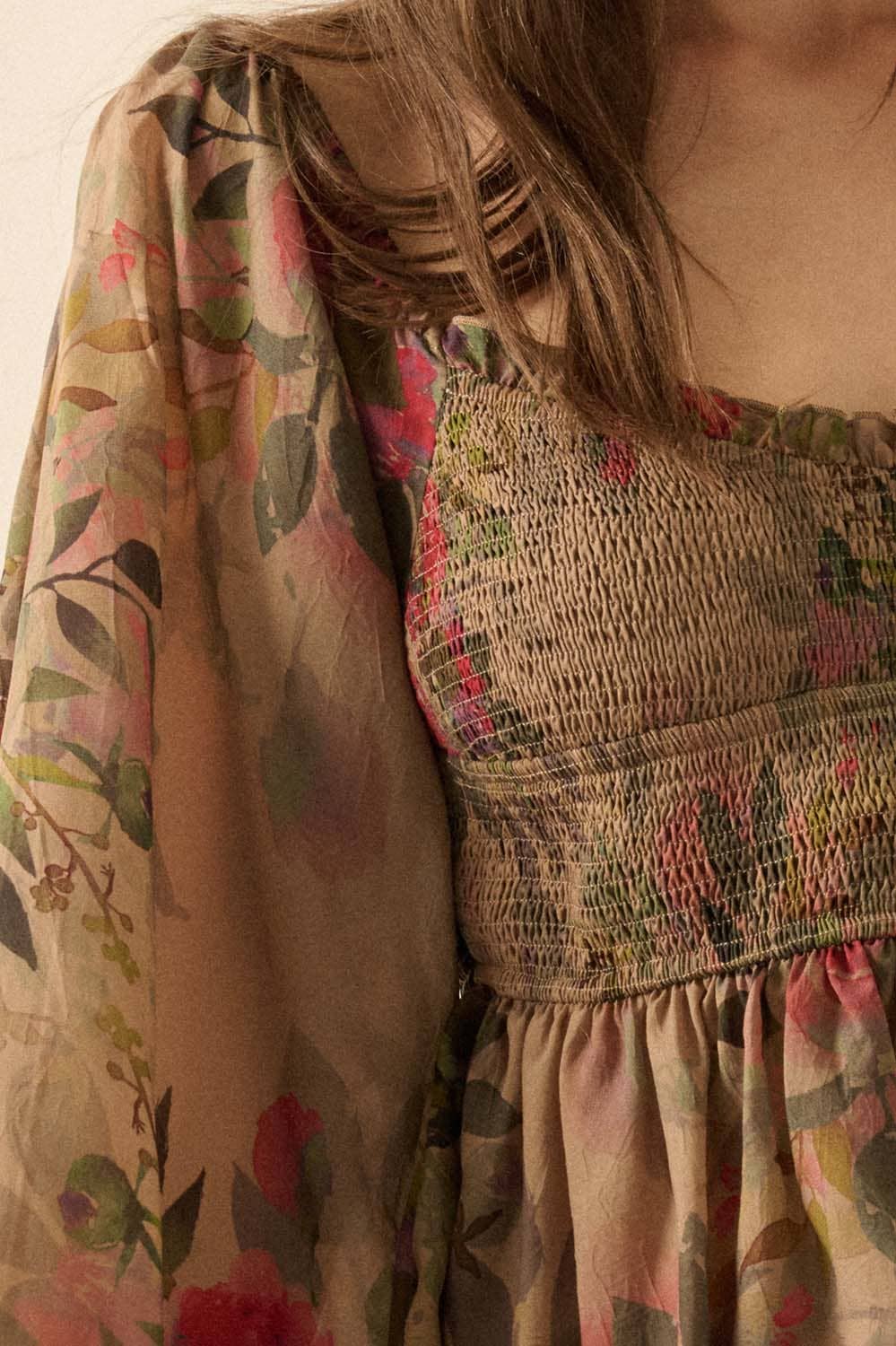 Promesa USA - Wholesale Blouse - Women's - Floral-Print Smocked Sweetheart Peplum Peasant Top13