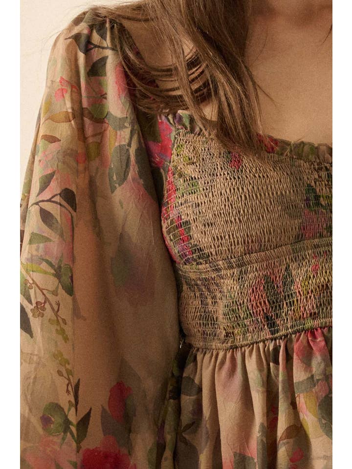 Promesa USA - Wholesale Blouse - Women's - Floral-Print Smocked Sweetheart Peplum Peasant Top13