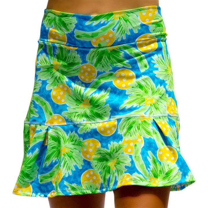 PB Drop Pleat Skort Palms 1 for wholesale by Pickleball Bella