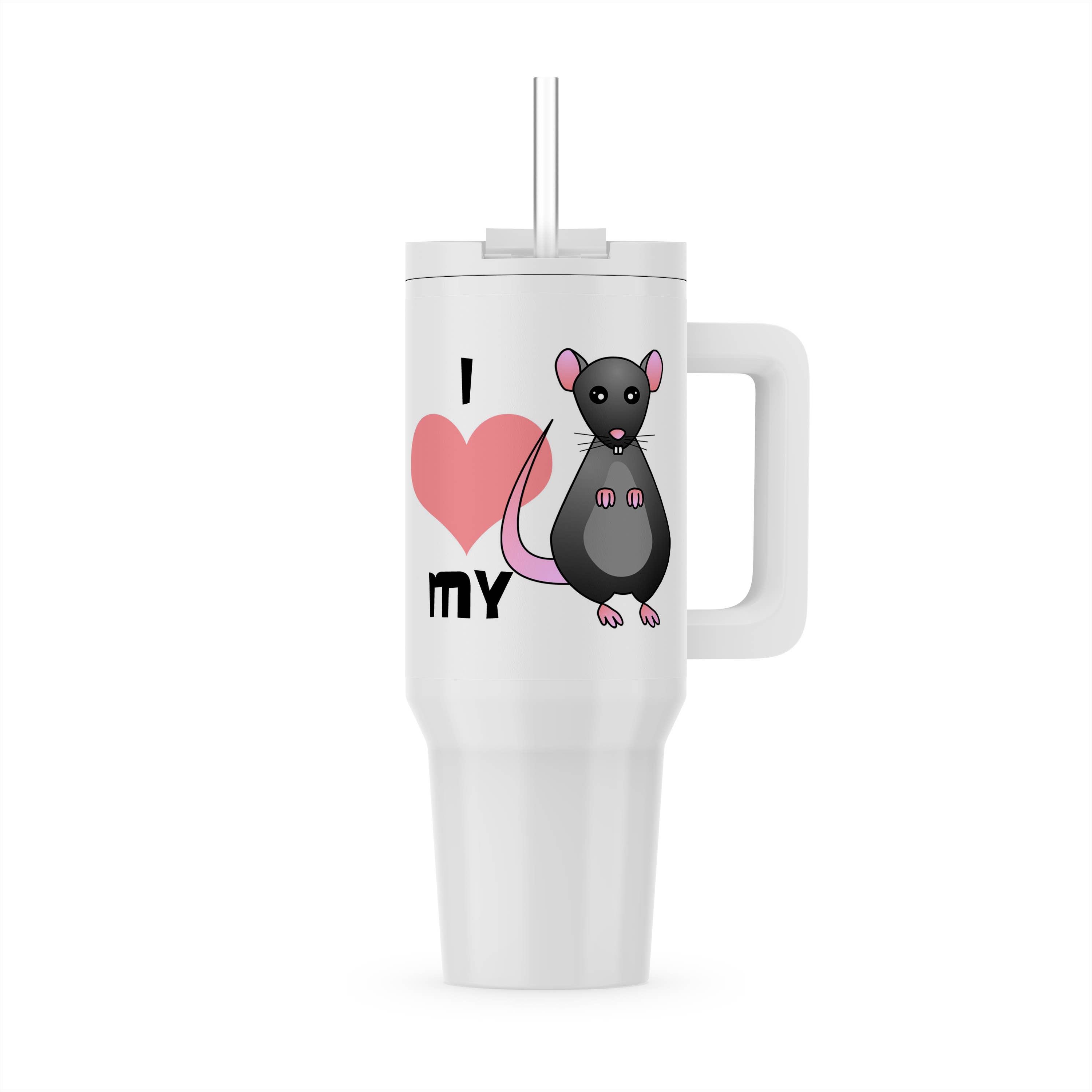 3dRose - Wholesale Insulated Mug/Tumbler - 3dRose, Love My Rat Grey, Tumbler5