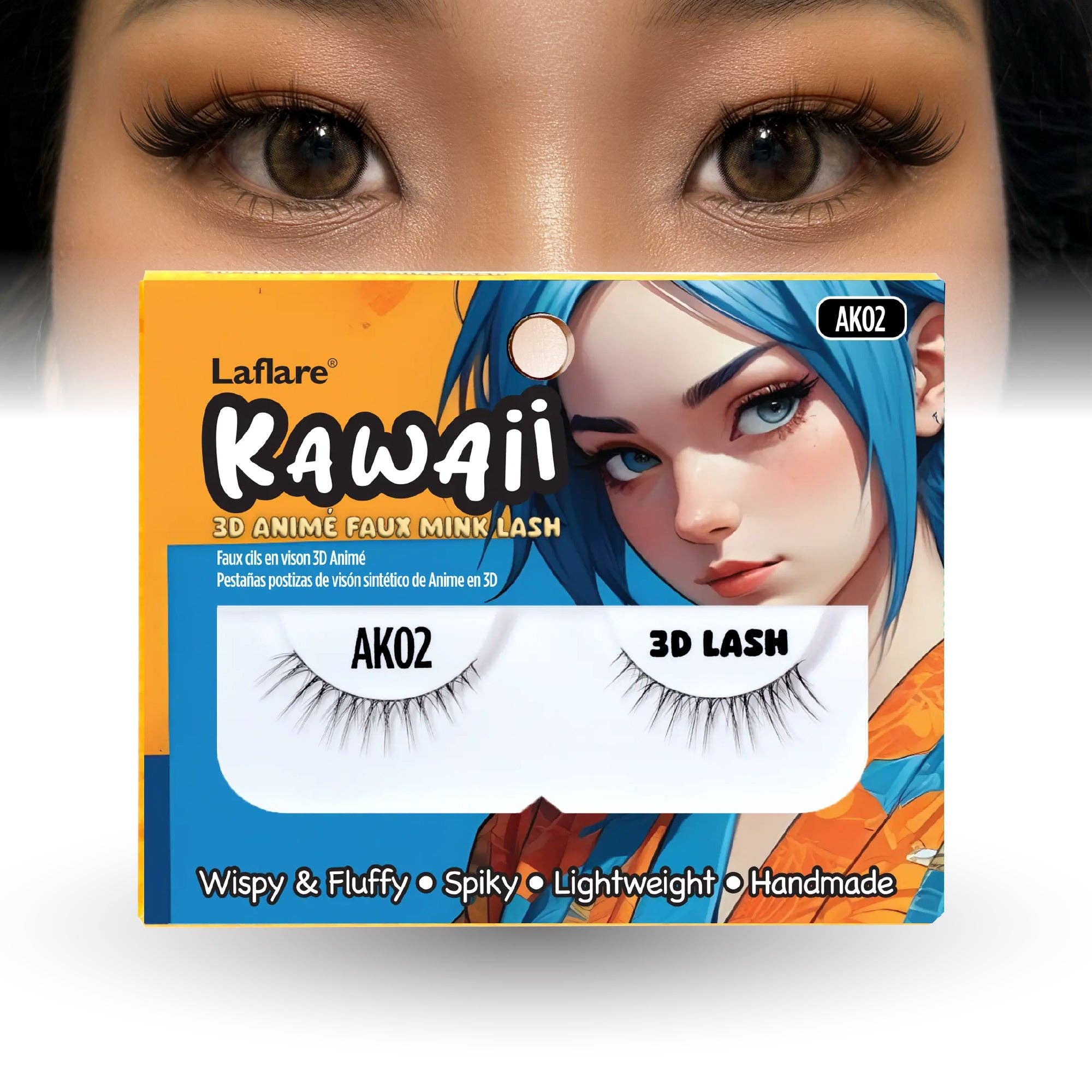 Laflare - Wholesale False/Fake Eyelashes - Kawaii 3D Anime Faux Mink Lash | Manga Lashes | Japanese Style Cosplay Lashes | Spiky 8D Wispy False Eyelashes Full Strip Doll Lashes.1